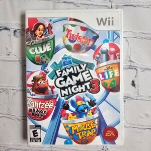 Hasbro Family Game Night 3 Nintendo Wii Clue Life Twister Mouse Trap Yahtzee